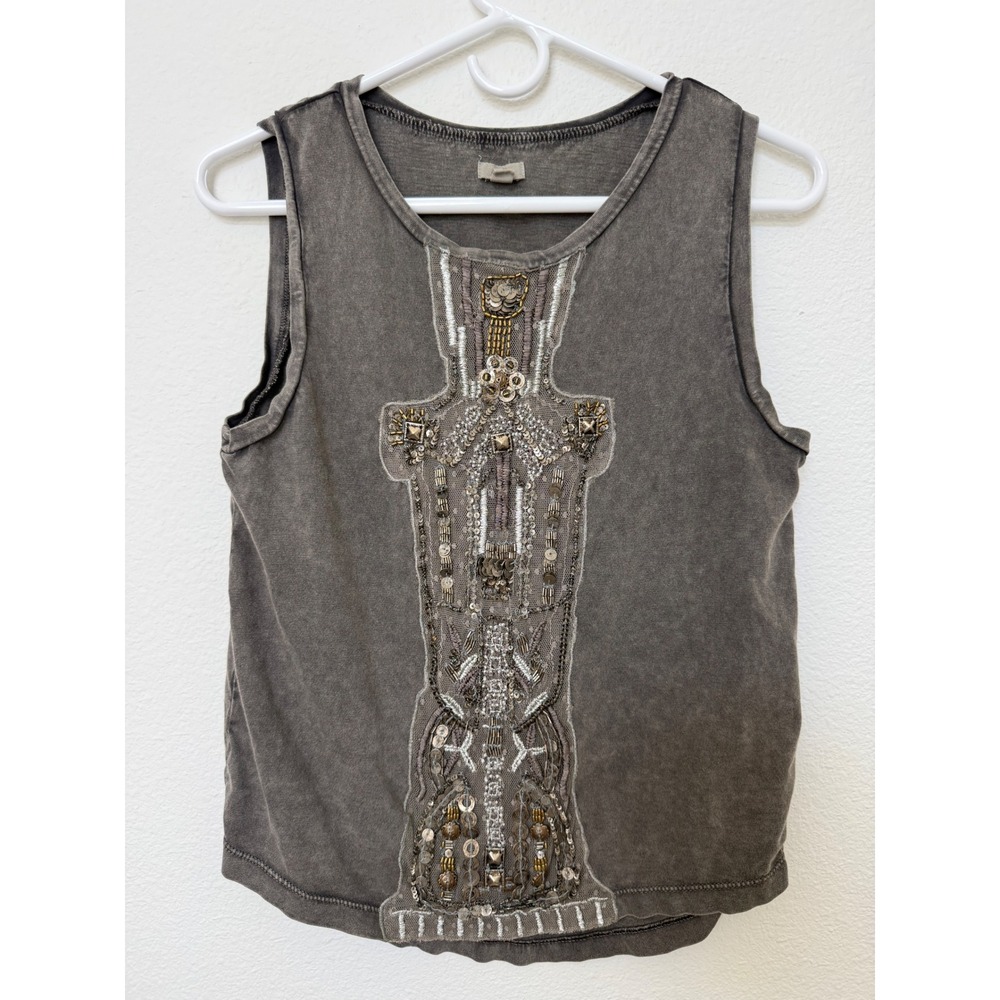 Ecote Urban Outfitters Gray Embellished Sequin Boho Tank Top Small